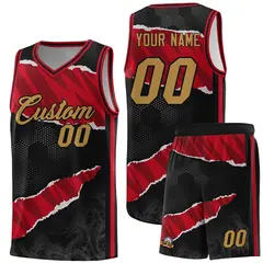 Black Red-Black Tear Graffiti Pattern Basketball Jersey