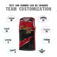 Black Red-Black Tear Graffiti Pattern Basketball Jersey 4