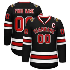 Black Red Black-White Classic Style Hockey Jersey