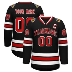 Black Red Black-White Classic Style Hockey Jersey