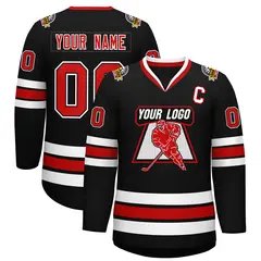 Black Red Black-White Classic Style Hockey Jersey