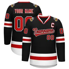 Black Red Black-White Classic Style Hockey Jersey
