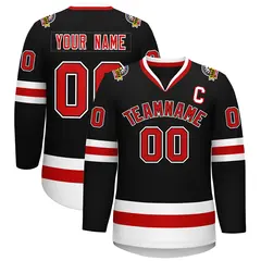 Black Red Black-White Classic Style Hockey Jersey