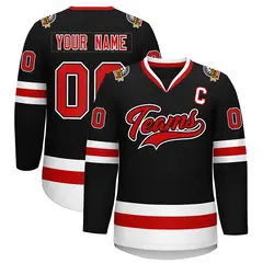 Black Red Black-White Classic Style Hockey Jersey