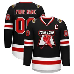 Black Red Black-White Classic Style Hockey Jersey 1