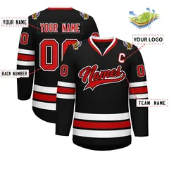 Black Red Black-White Classic Style Hockey Jersey 2