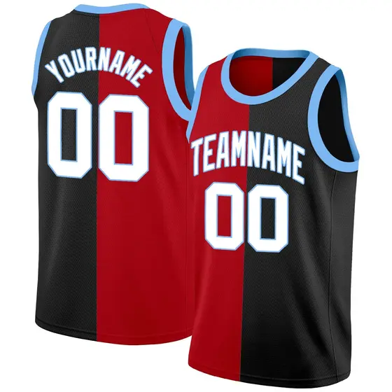 Black Red-Blue Split Fashion Basketball Jersey