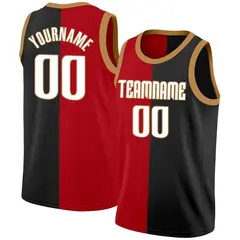 Black Red-Brown Split Fashion Basketball Jersey