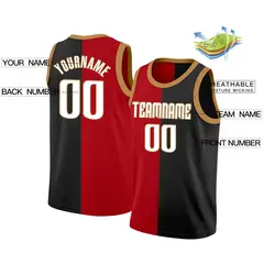 Black Red-Brown Split Fashion Basketball Jersey 2