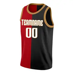 Black Red-Brown Split Fashion Basketball Jersey 3