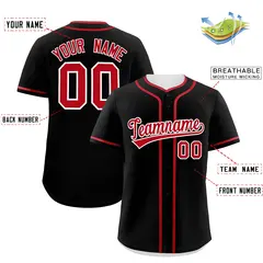 Black Red Classic Authentic Baseball Jersey 2