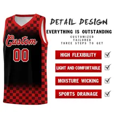 Black Red Classic Plaid Basketball Uniform Jersey 2