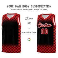 Black Red Classic Plaid Basketball Uniform Jersey 3