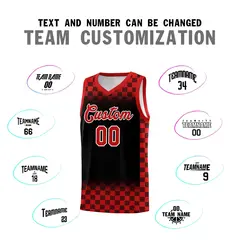 Black Red Classic Plaid Basketball Uniform Jersey 4