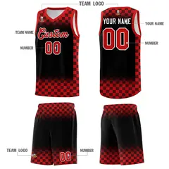 Black Red Classic Plaid Basketball Uniform Jersey 5