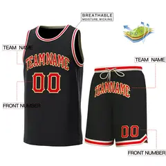 Black Red Classic Sets Authentic Basketball Jersey 2