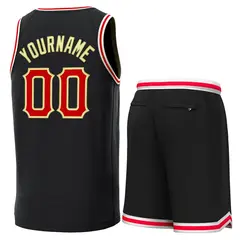 Black Red Classic Sets Authentic Basketball Jersey 3