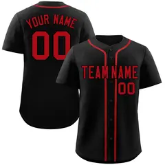 Black Red Classic Style Baseball Jersey 1