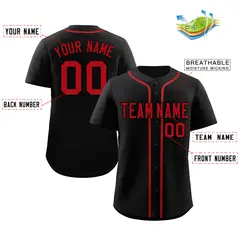 Black Red Classic Style Baseball Jersey 2