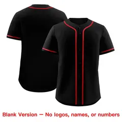 Black Red Classic Style Baseball Jersey 7