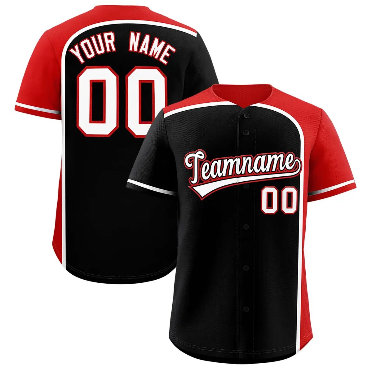 Black Red Color Block Authentic Baseball Jersey
