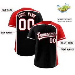 Black Red Color Block Authentic Baseball Jersey 2