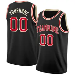 Black Red-Cream Authentic Classic Tops Basketball Jersey