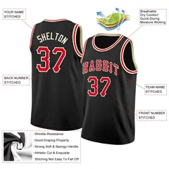 Black Red-Cream Authentic Classic Tops Basketball Jersey 2