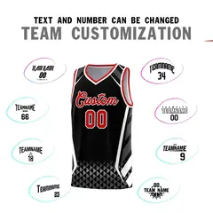 Black Red Diamond Pattern Side Slash Basketball Jersey 3
