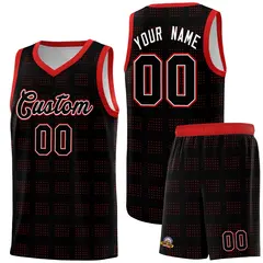 Black Red Dot Pattern Trailblazer Basketball Jersey