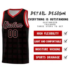 Black Red Dot Pattern Trailblazer Basketball Jersey 2