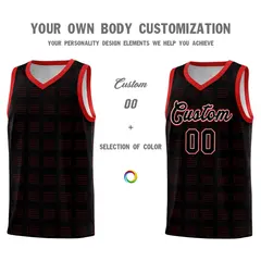 Black Red Dot Pattern Trailblazer Basketball Jersey 3