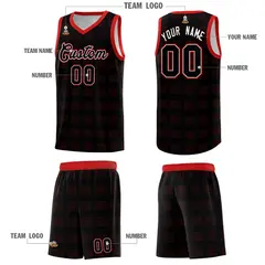 Black Red Dot Pattern Trailblazer Basketball Jersey 5