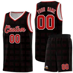 Black Red Dot Pattern Trailblazer Basketball Jersey 1