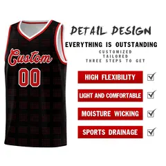 Black Red Dot Pattern Trailblazer Basketball Jersey 2