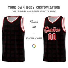 Black Red Dot Pattern Trailblazer Basketball Jersey 3