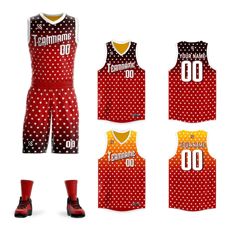 Black Red Double Side Sets Basketball Jersey