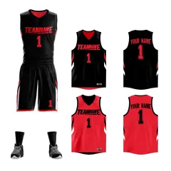 Black Red Double Side Sets Sportswear Basketball Jersey