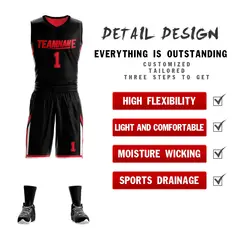 Black Red Double Side Sets Sportswear Basketball Jersey 3
