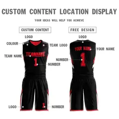 Black Red Double Side Sets Sportswear Basketball Jersey 5