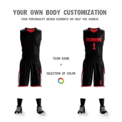 Black Red Double Side Sets Sportswear Basketball Jersey 6