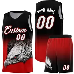 Black Red Eagle Graffiti Pattern Basketball Jersey