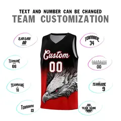 Black Red Eagle Graffiti Pattern Basketball Jersey 2