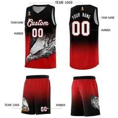 Black Red Eagle Graffiti Pattern Basketball Jersey 3