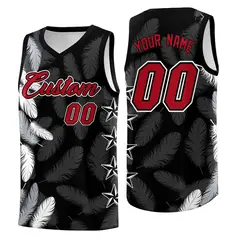 Black Red Feather Series Graffiti Pattern Basketball Jersey 1