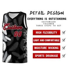 Black Red Feather Series Graffiti Pattern Basketball Jersey 2