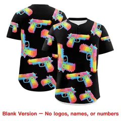 Black Red Firepower Graffiti Quick Dry Baseball Jersey 4