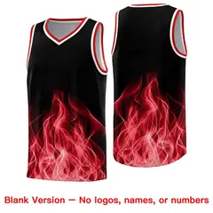Black Red Flame Graffiti Pattern Basketball Jersey 6