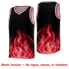Black Red Flame Graffiti Pattern Basketball Jersey 6