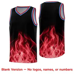 Black Red Flame Graffiti Pattern Quick-Drying Basketball Jersey 6